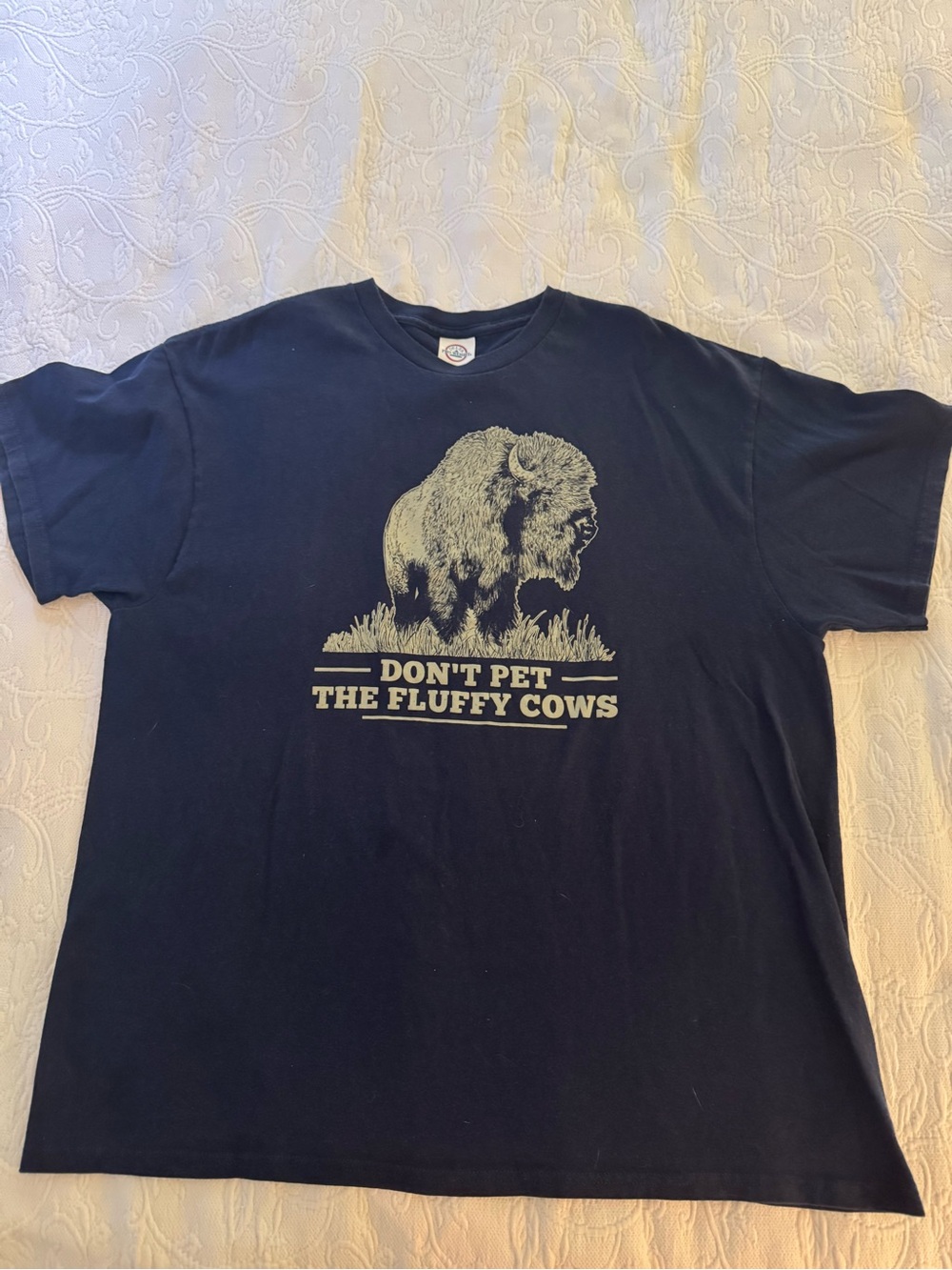Delta Black Graphic Tee with Light Tan Bison Print